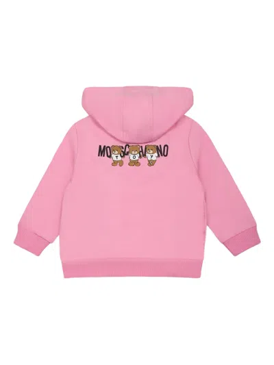 Moschino Pink Sweatshirt For Baby Girl With Teddy Bears In Pink
