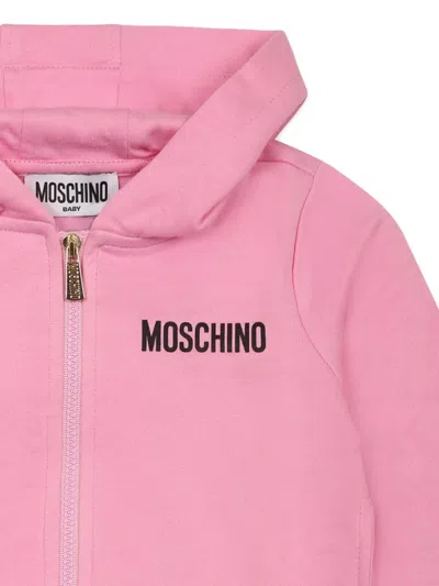 Moschino Pink Sweatshirt For Baby Girl With Teddy Bears In Pink