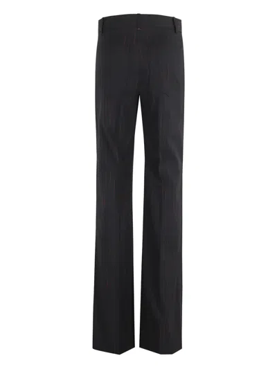 Victoria Beckham Pinstripe Wide Leg Trouser With Belt Loops In Black