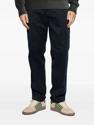Stone Island Compass-patch Cotton Trousers In Black