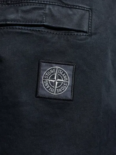 Stone Island Compass-patch Cotton Trousers In Black
