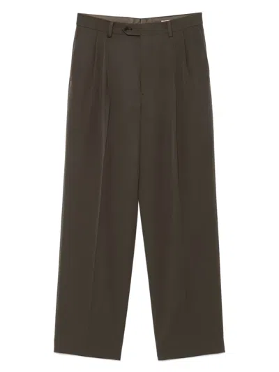 Auralee Wool Tailored Trousers In Green