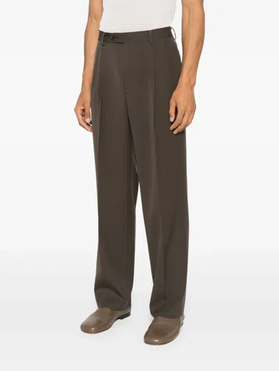Auralee Wool Tailored Trousers In Green