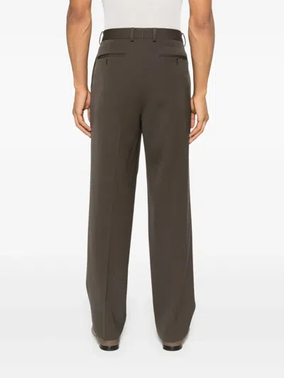 Auralee Wool Tailored Trousers In Green