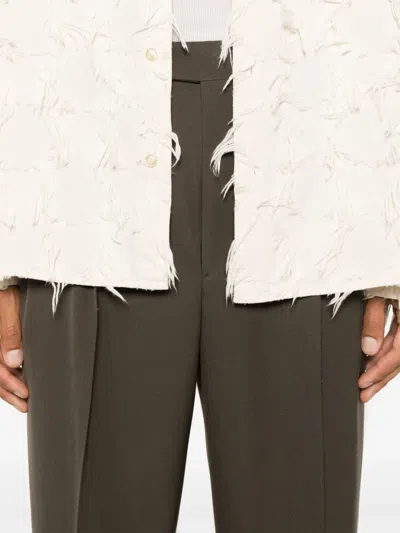 Auralee Wool Tailored Trousers In Green