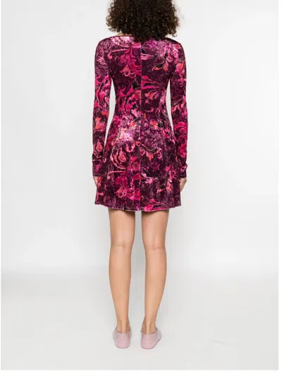 Versace Jeans Couture Red Baroque-print Long-sleeve Mini Dress In Pink