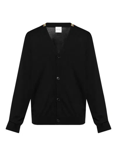 Paul Smith Signature Stripe Cardigan In Black
