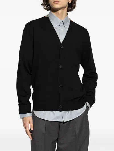 Paul Smith Signature Stripe Cardigan In Black