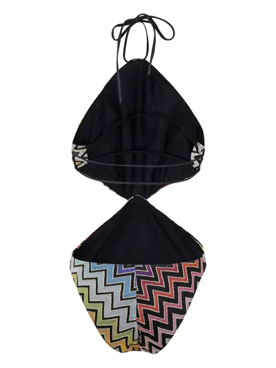 Missoni Zig-zag-pattern Halter-neck Swimsuit In Multi