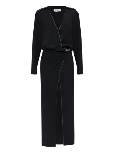 Attico Wrap-front Split Dress In Black