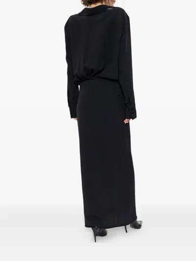 Attico Wrap-front Split Dress In Black