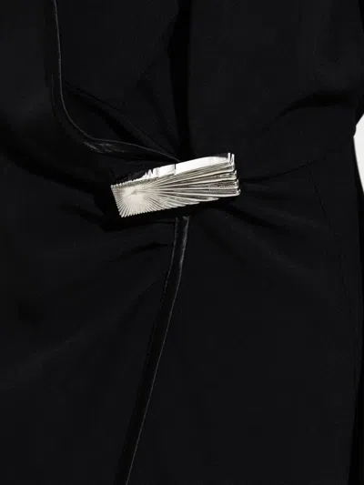Attico Wrap-front Split Dress In Black