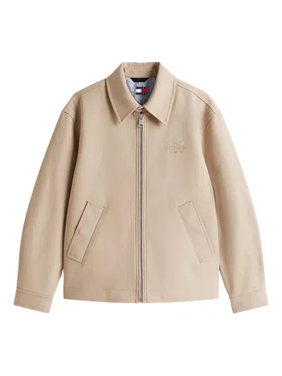 Tommy Hilfiger Embroidered Zip-front Jacket In Neutral