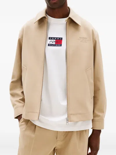Tommy Hilfiger Embroidered Zip-front Jacket In Neutral