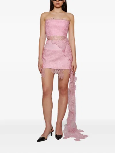 David Koma Lace Mini Skirt In Pink