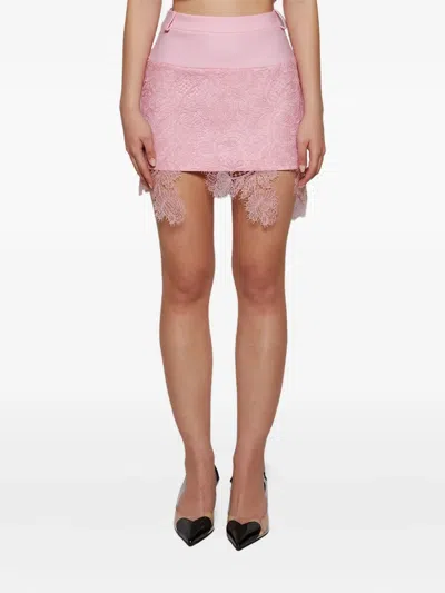David Koma Lace Mini Skirt In Pink