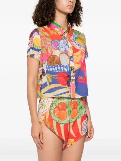 Farm Rio Summer Picnic Shirt Summer Picnic Multicolor In Multi