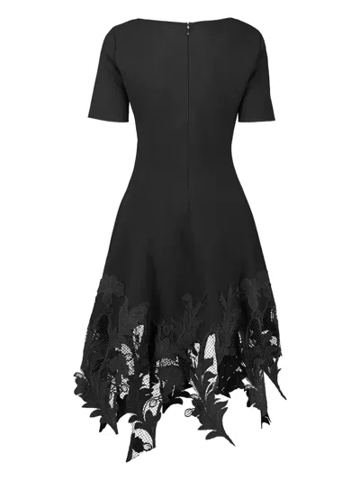 Oscar De La Renta Floral-lace Dress In Black