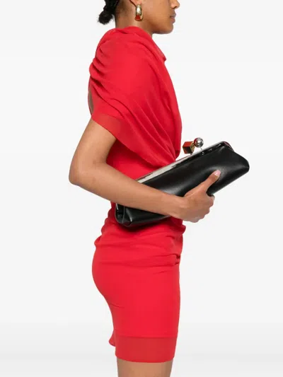 Jacquemus Rectangular Silhouette Clutch Bag With Top Handle In Black