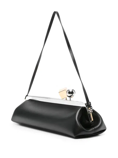 Jacquemus Rectangular Silhouette Clutch Bag With Top Handle In Black
