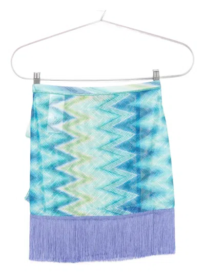 Missoni Zig Zag Fringed Wrap Skirt In Blue