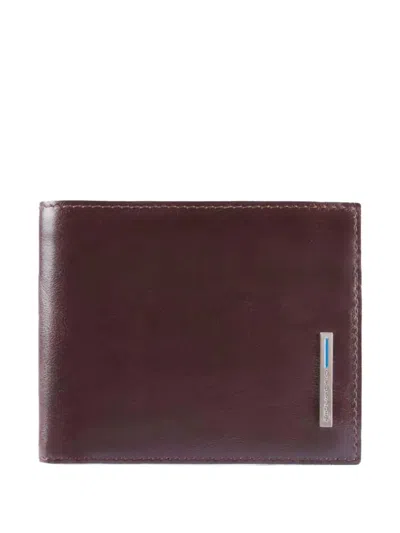 Piquadro Leather Coin-pocket Wallet In Burgundy