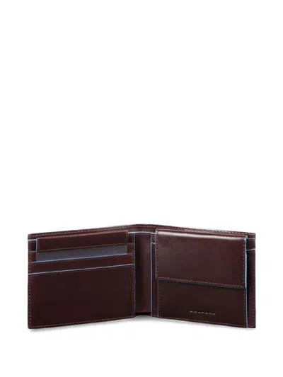 Piquadro Leather Coin-pocket Wallet In Burgundy
