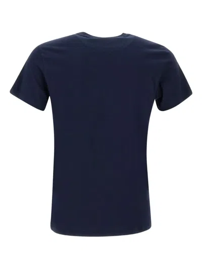 La Martina Elegant Crew Neck Cotton Tee With Embroidery In Blue