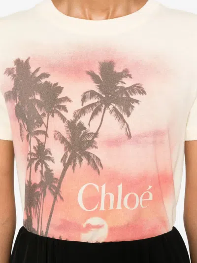 Chloé Graphic Illustration Crew Neck T-shirt In White