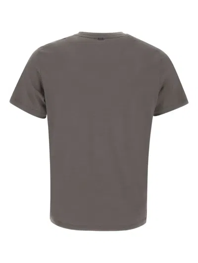 Herno Ribbed-neck Wool T-shirt In Gray