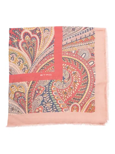 Etro Intricate Paisley Modal Shawl In Pink