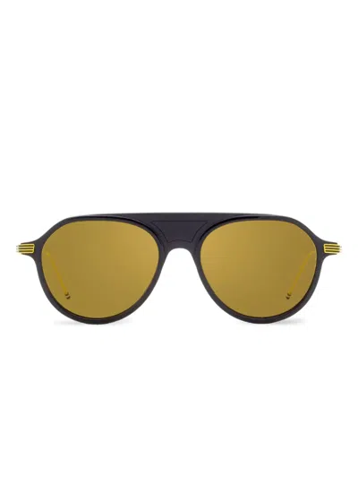 Thom Browne Pilot Gold-detail Sunglasses In Green