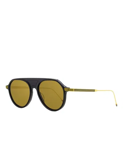 Thom Browne Pilot Gold-detail Sunglasses In Green