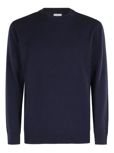 Eleventy Timeless Crewneck Sweater With Ribbed Details In Blue