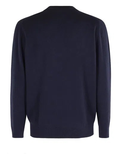 Eleventy Timeless Crewneck Sweater With Ribbed Details In Blue