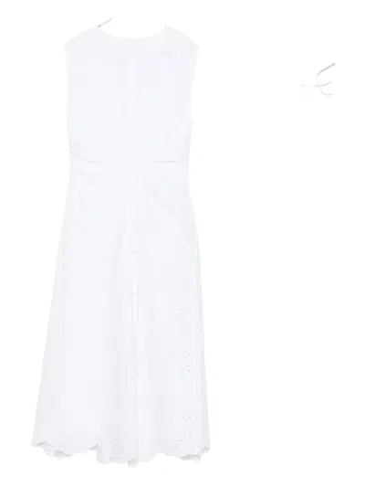Veronica Beard Midi Aven Eyelet-embroidered Sleeveless Dress In White