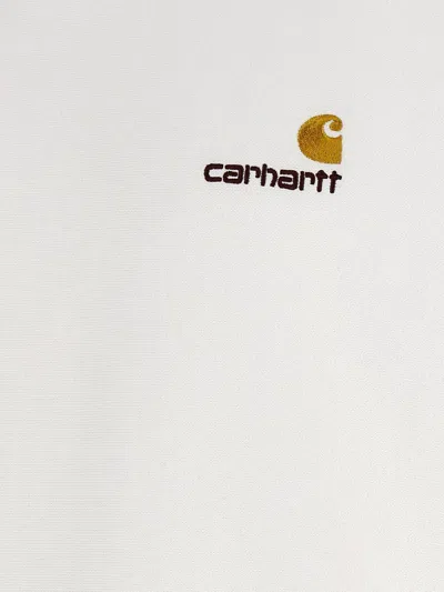 Carhartt Hooded Sweater With Ribbed Cuffs And Front Pocket In White