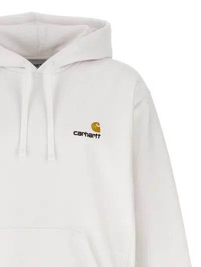 Carhartt Hooded Sweater With Ribbed Cuffs And Front Pocket In White