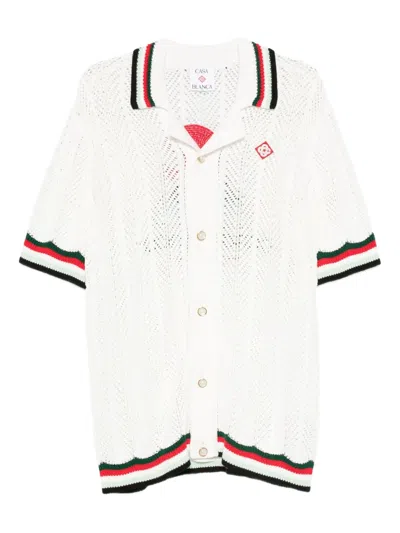 Casablanca Sporty Faux Crochet Shirt In White