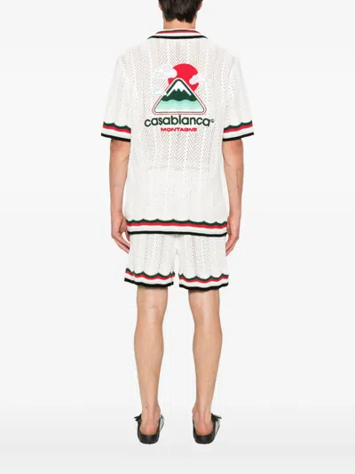 Casablanca Sporty Faux Crochet Shirt In White