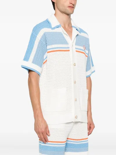 Casablanca Cotton Knit Tennis Shirt In White