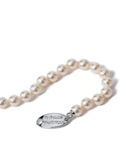 Vivienne Westwood Orb-plaque Pearl Bracelet In Metallic
