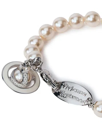 Vivienne Westwood Orb-plaque Pearl Bracelet In Metallic