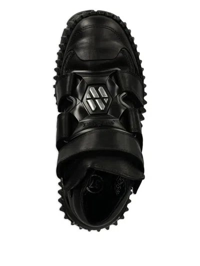 New Rock Metallic Ankle Leather Boots-wall285-s3 In Black