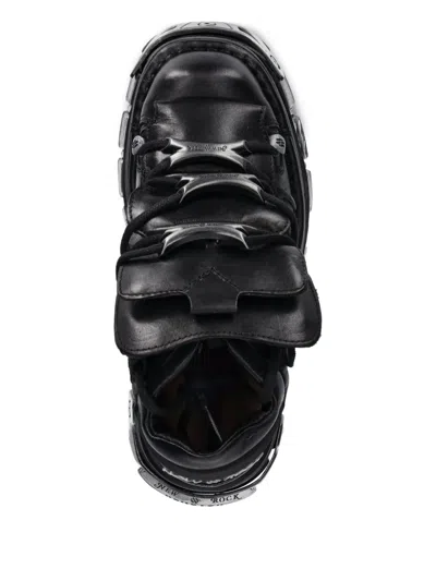 New Rock Hardware-detail Platform Sneakers In Black