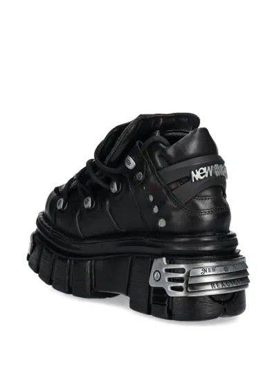 New Rock Hardware-detail Platform Sneakers In Black