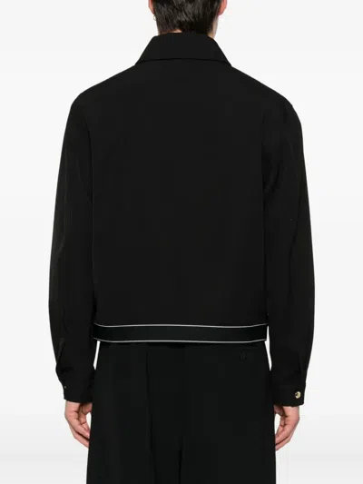 Casablanca Cropped Wool Jacket With Classic Collar In Black