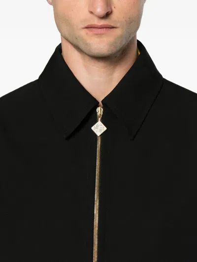Casablanca Cropped Wool Jacket With Classic Collar In Black