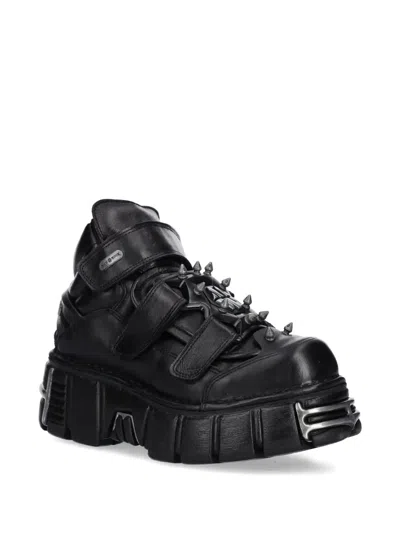 New Rock Studded-strap Sneakers In Black