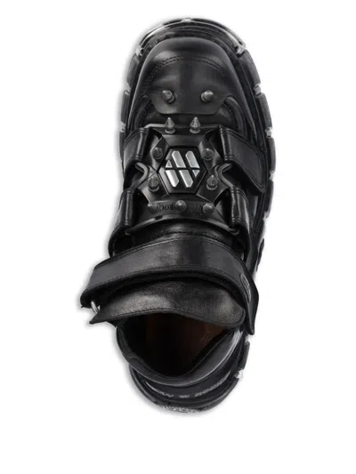 New Rock Studded-strap Sneakers In Black